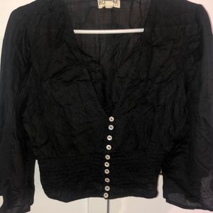 Black Button Front Blouse